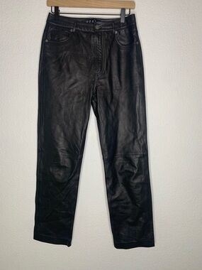 Veda X Reformation pants leather sz 4 lamb 100% Black Straight leg